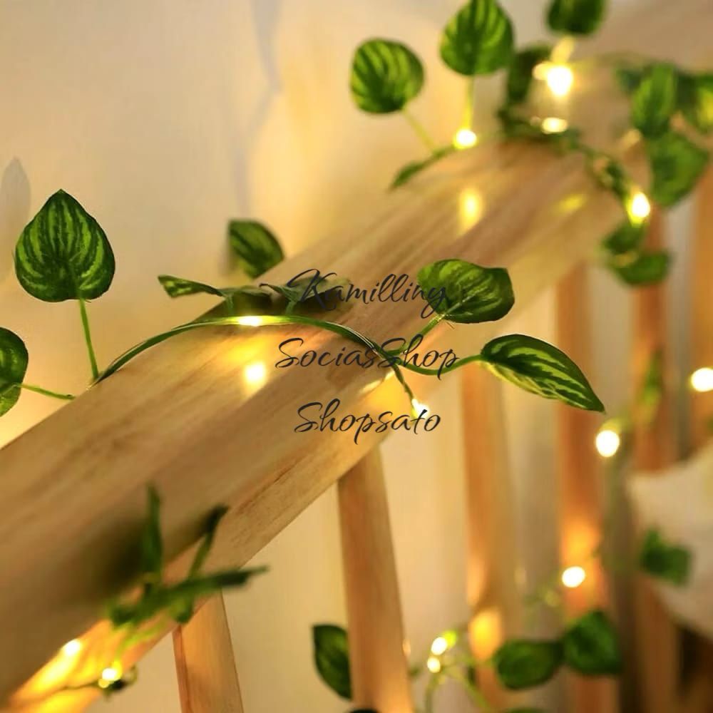 Cordão de Luz com Plantas Artificiais Folhas de MELANCIA para Festa e Decoração Interior/Exterior 1 Trepadeiras