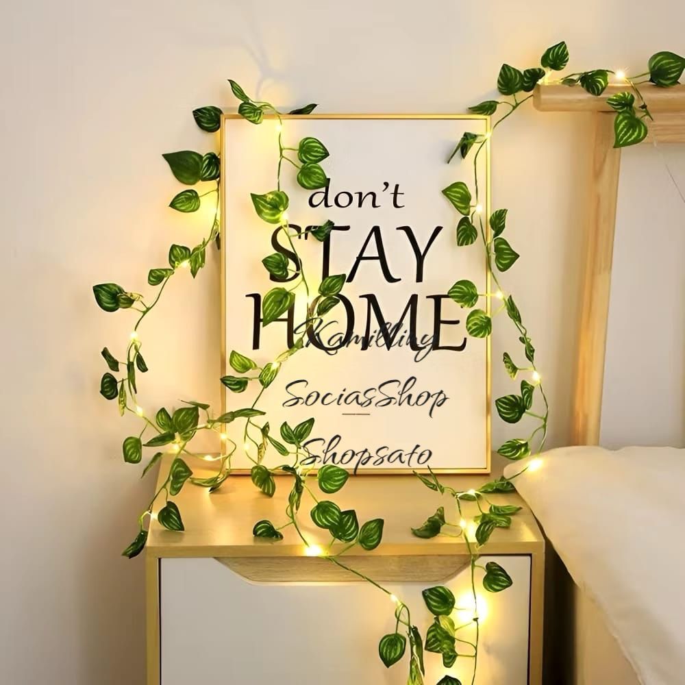 Luz de Corda de Planta Falsa Hera para Decoração de Parede e Natal Folha Trepadeira