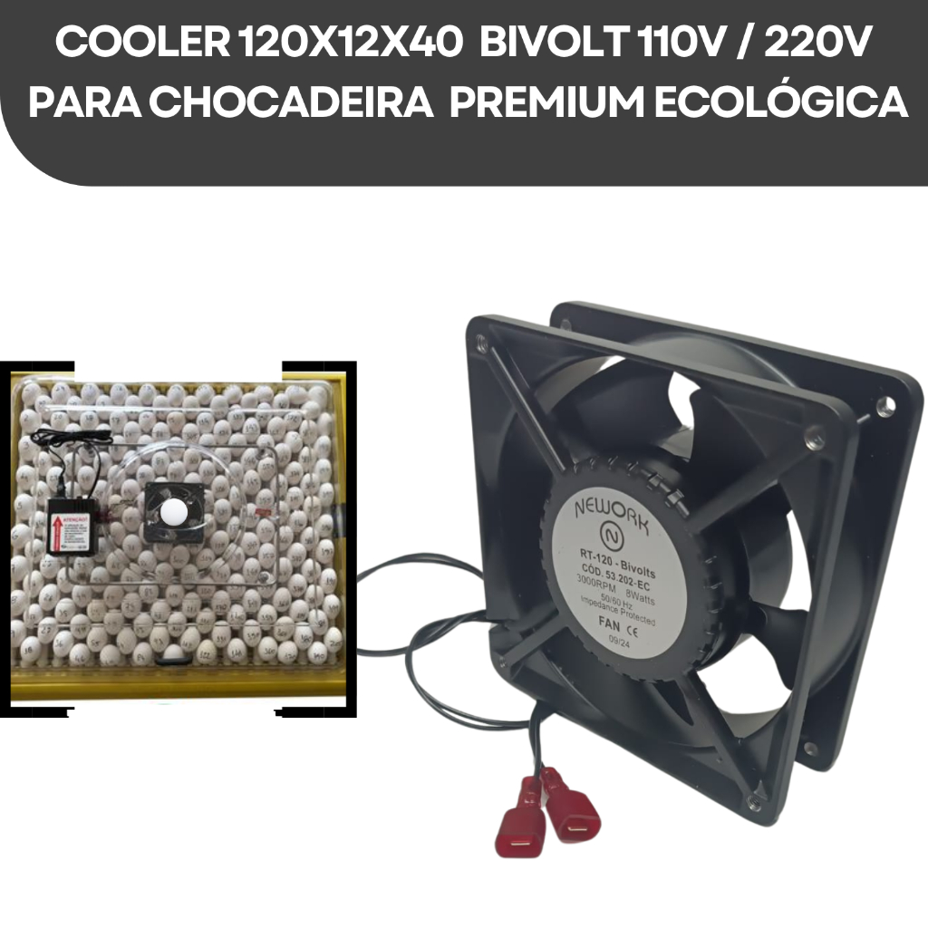 Cooler 120x120mm Ventilador Ventoinha Bivolt 110v 220v Chocadeira  Ecologica Premium 127v  Ip70 Ip200 Cp100 Ip130 Ip130d
