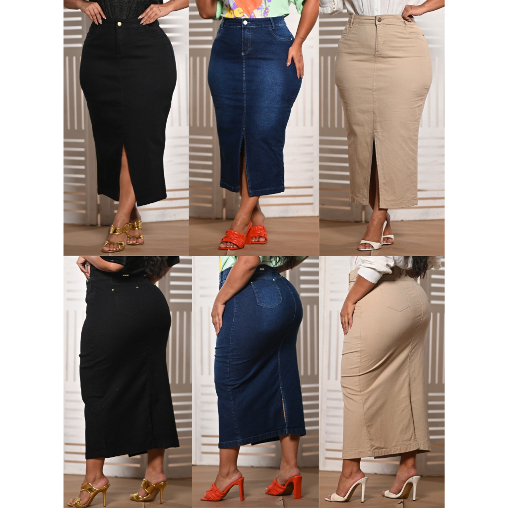 Saia Longa Plus Size Elegante Anagrom Moda Evangélica Opções De Cores Diferentes em Oferta na Shopee