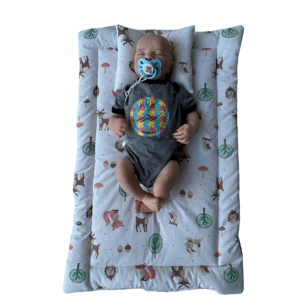 Imagem Colchonete para Bebê + Travesseiro Anatômico Estampados 100% Algodão