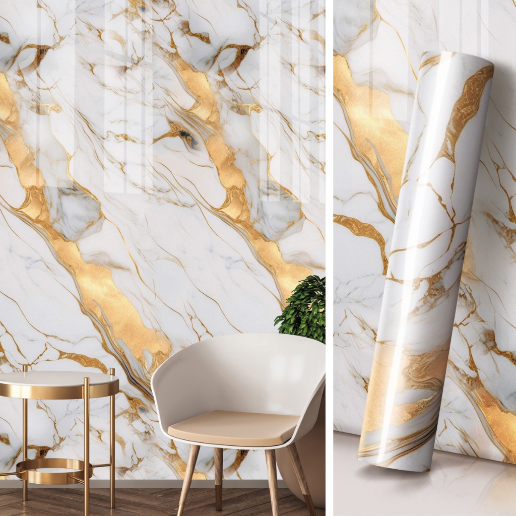 Papel de Parede Marmore Branco Dourado Lavavel sala 3m em Oferta na Shopee