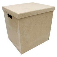 Caixa Organizadora com tampa Lisa - alça confortável 30x25x30 MDF Cru - Lixada e tupiada