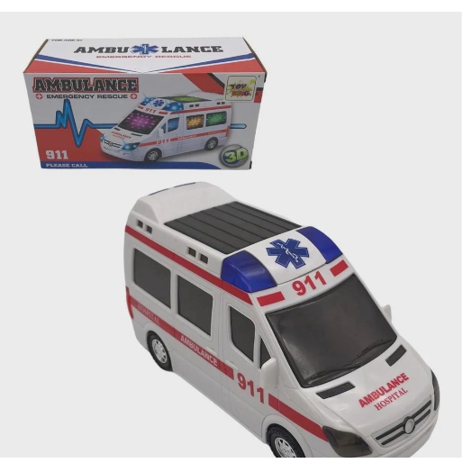 Carrinho De Ambulância Hospital Com Som Led Bate E Volta.