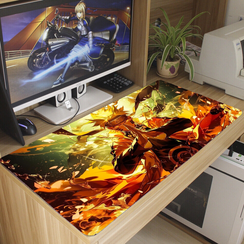Mouse Pad Gamer Narut  Antiderrapante Grande 70x35 80x35 90x40 90x50 cm Jogos Anime Borda Costurada