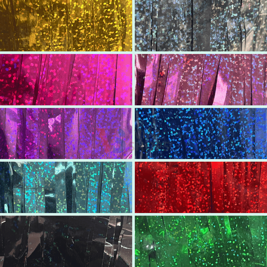 Cortina Metalizado Kit 2 Para Festa 1mx2m Decoração Fita  Painel Holografica em Oferta na Shopee