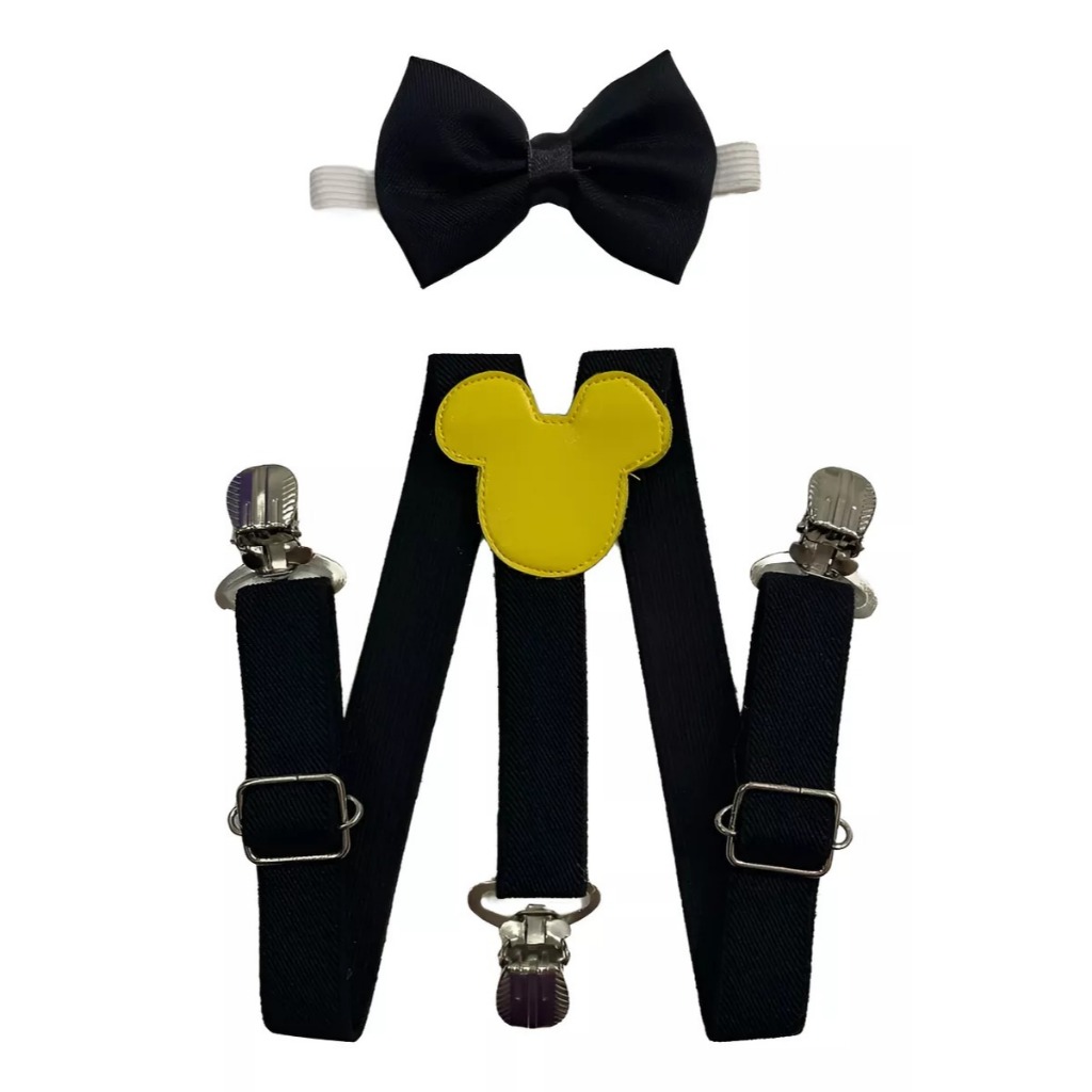 Suspensório Infantil Temático Mickey Com Gravata Borboleta Acessório Festa Social Menino
