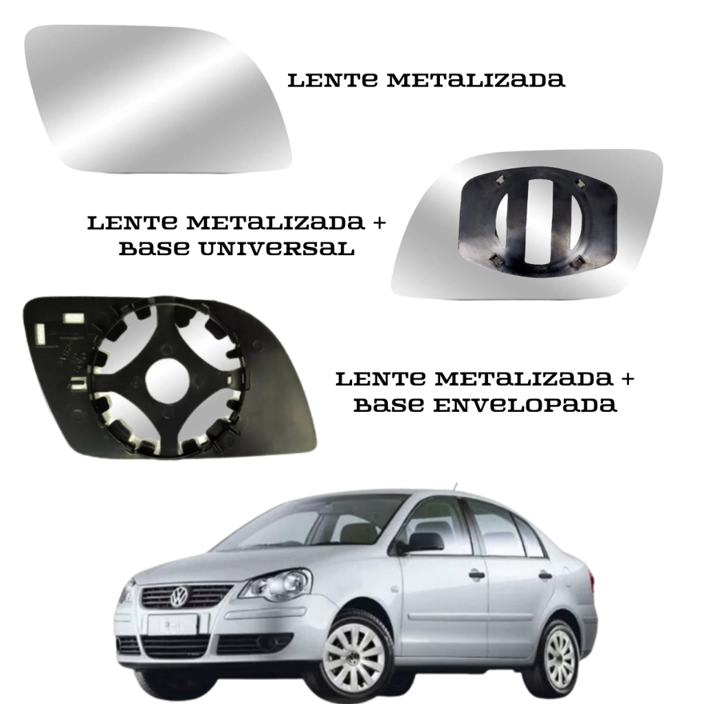 Lente Espelho Retrovisor Polo 2003 a 2007