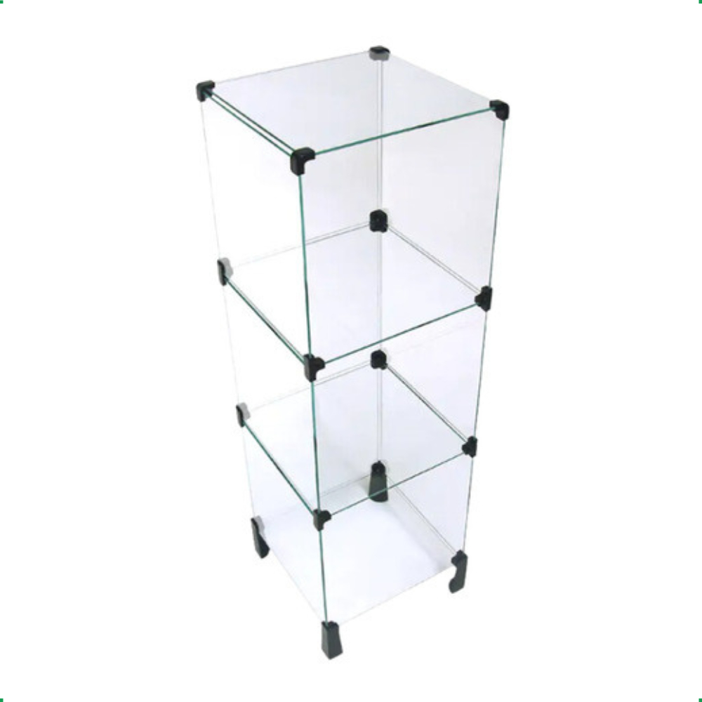 Estante Balcao Vitrine De Vidro Para Atendimento 3 Nichos Modulado