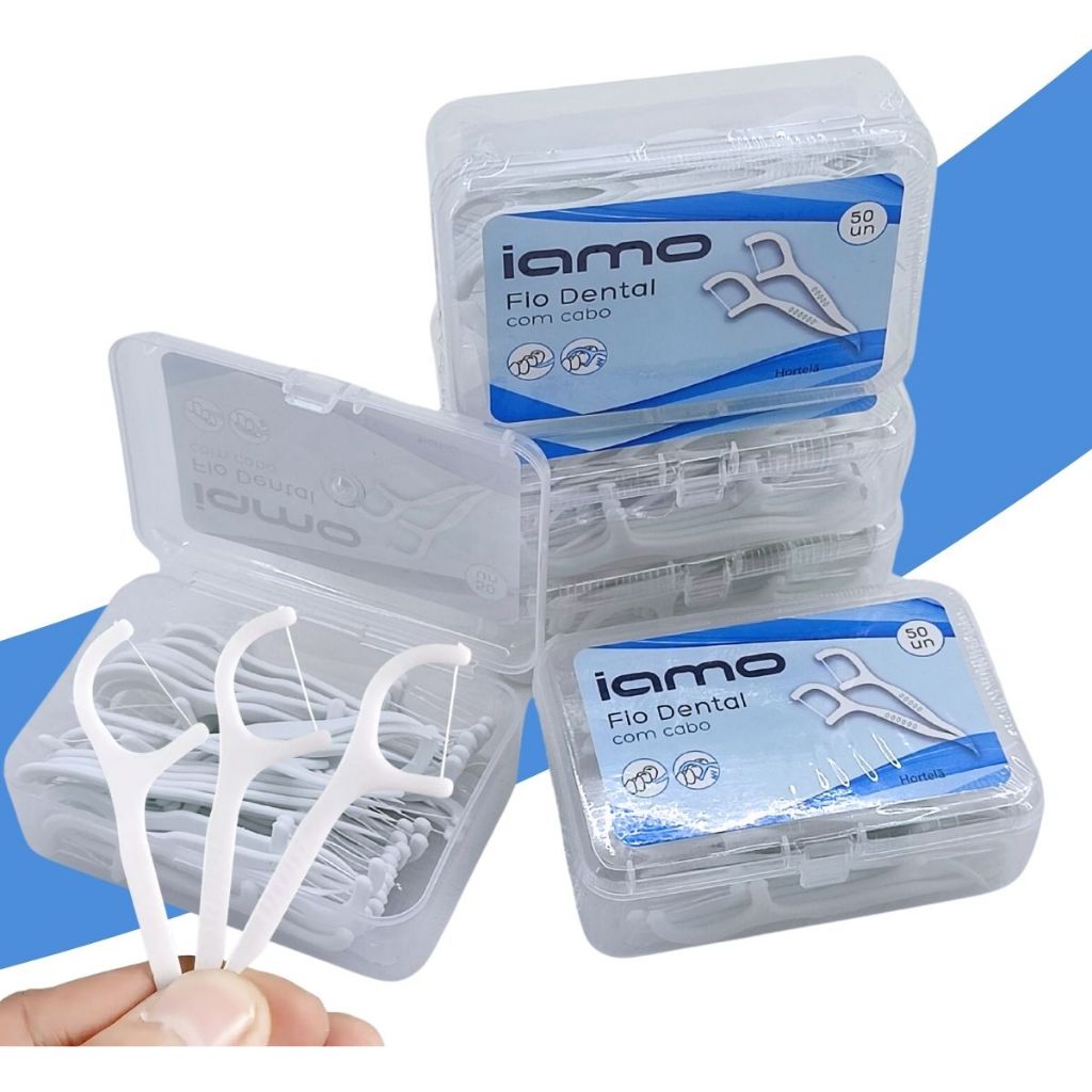 Fio Dental Com Cabo Ponta Palito Branco Sabor Hortelã 50 100 150 em Oferta na Shopee