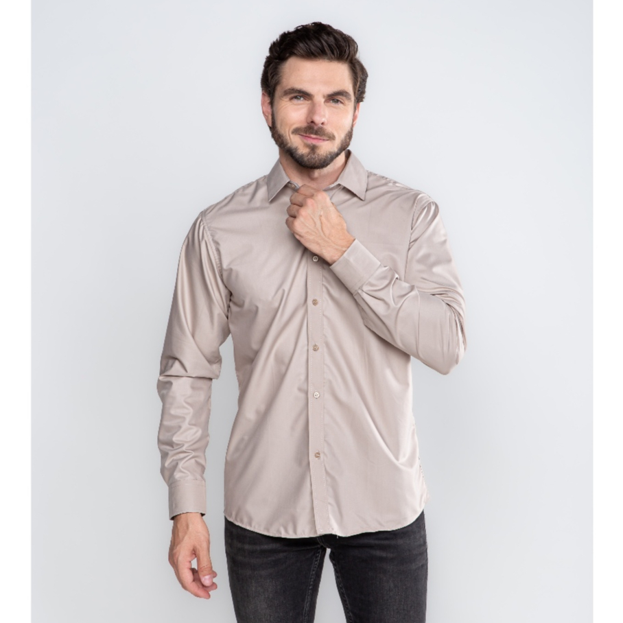 Camisa Social Masculina Microfibra e Macia Suave Brilhante Nao Amassa ZZ-96 em Oferta na Shopee