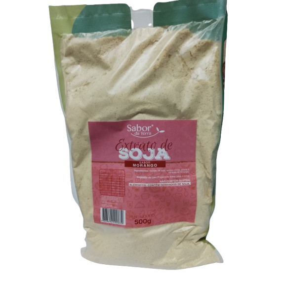 Extrato de Soja sabor Morango 500g - Sabor da Terra