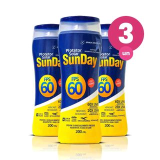 Kit 3 Protetor Solar FPS 60 Sunday 200ml Fragrância Suave Hidratante e Antioxidante Sem Óleo Nutriex em Oferta na Shopee