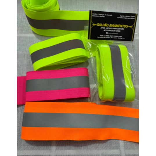 FAIXA REFLETIVA - PACOTE COM 2m - LARGURA 5cm - CORES FLUORESCENTES: VERDE/ROSA/LARANJA em Oferta na Shopee