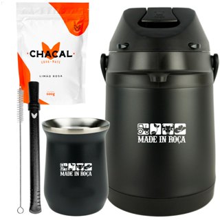 Kit Terere Chacal Garrafa Preto E Cuia Térmica Preto 236ml Personalizado Made in Roça II em Oferta na Shopee