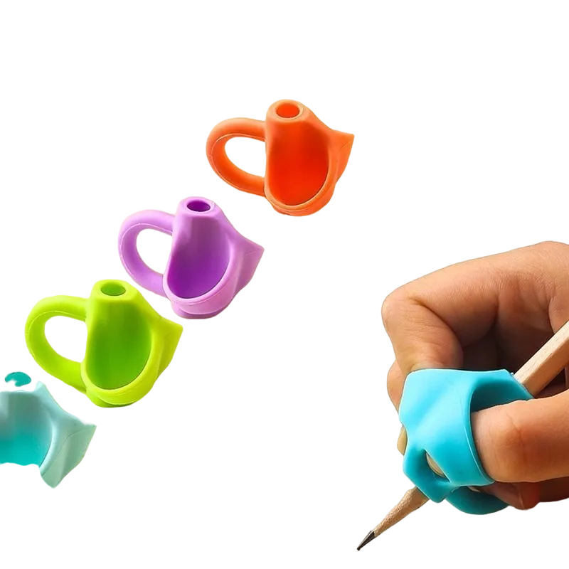 Kit 3 a 10 Adaptador Protetor Escrita Apoio De Dedos Segura Lápis