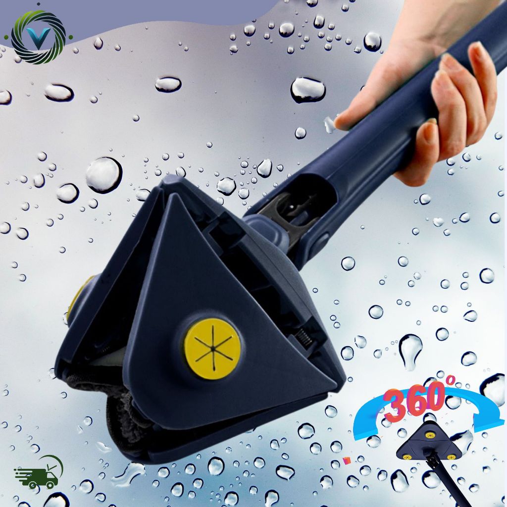 Mop De Limpeza Triângulo Ajustável Giratório 360° Rodo Mágico Comprido Esfregão Lava e Seca Limpador Triangular Chão