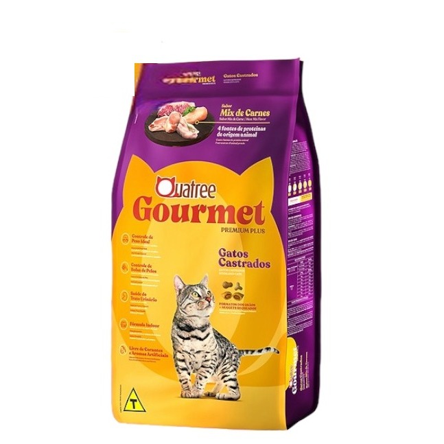 Ração Gato Castrado Quatree Gourmet Mix Carnes Nuggets 3kg em Oferta na Shopee