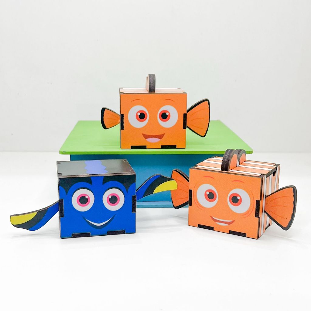 5/10/15/20PCS Mini Cubos Procurando o Nemo em MDF - Lembrancinha Porta Bombom Caixinha