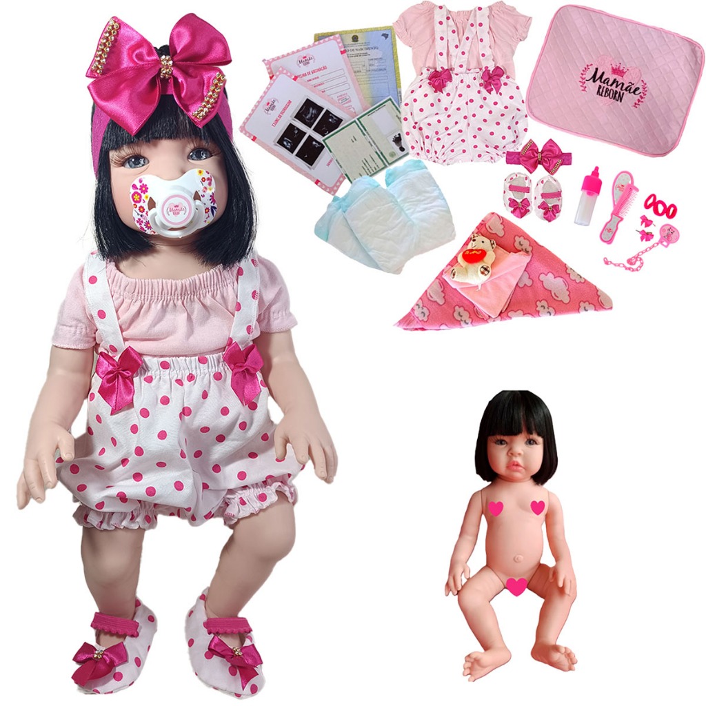 Bebê Reborn Menina 100% Silicone Enxoval Completo + Bolsa Luxo + Manta + Naninha