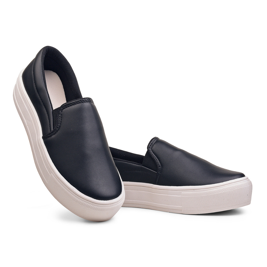 Tênis Slip On Feminino Plataforma Alta Premium Calce Fácil Confortável
