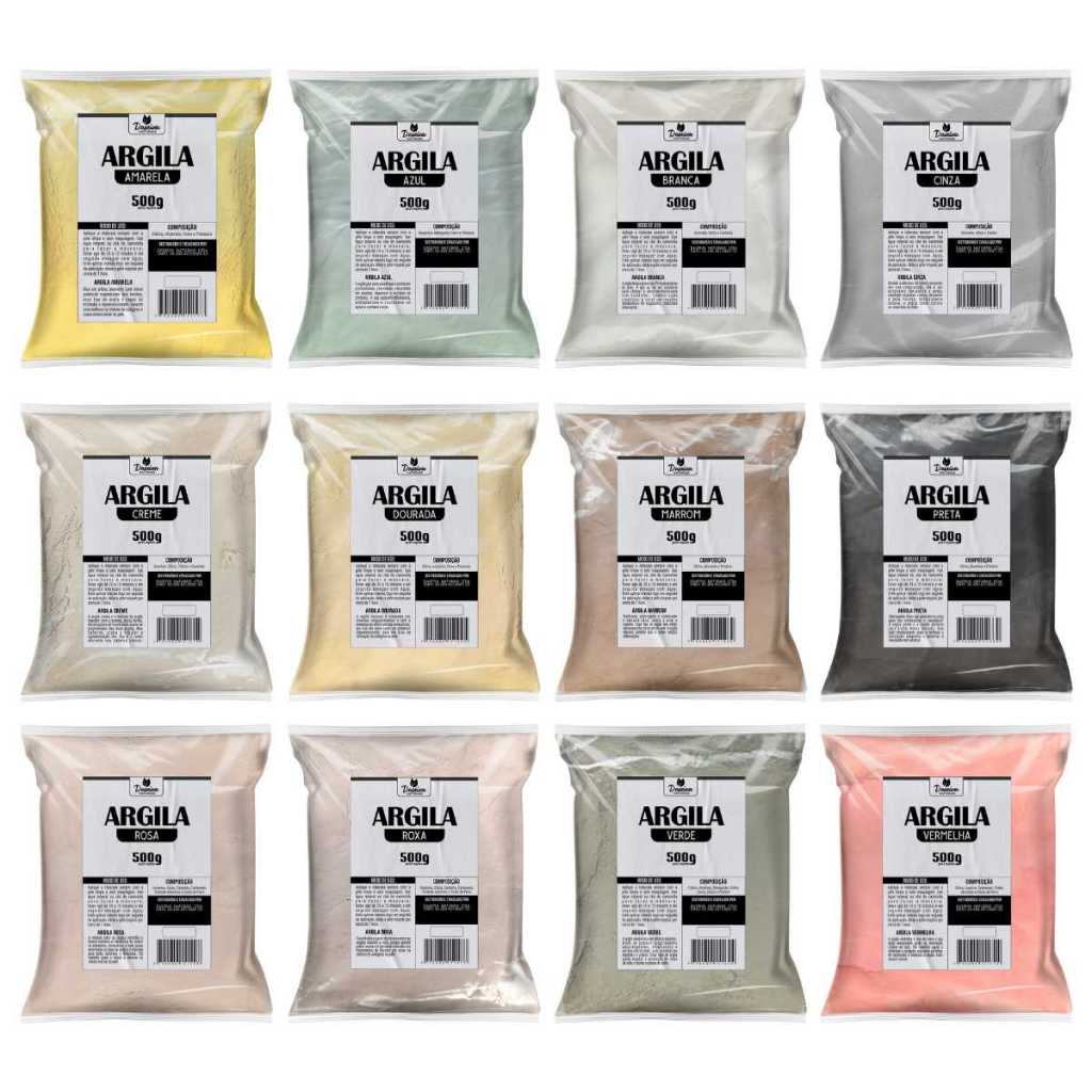 Argila 500g Skin care Para Todos os Tipos de Pele -  12 Cores - Máscara Facial em Oferta na Shopee
