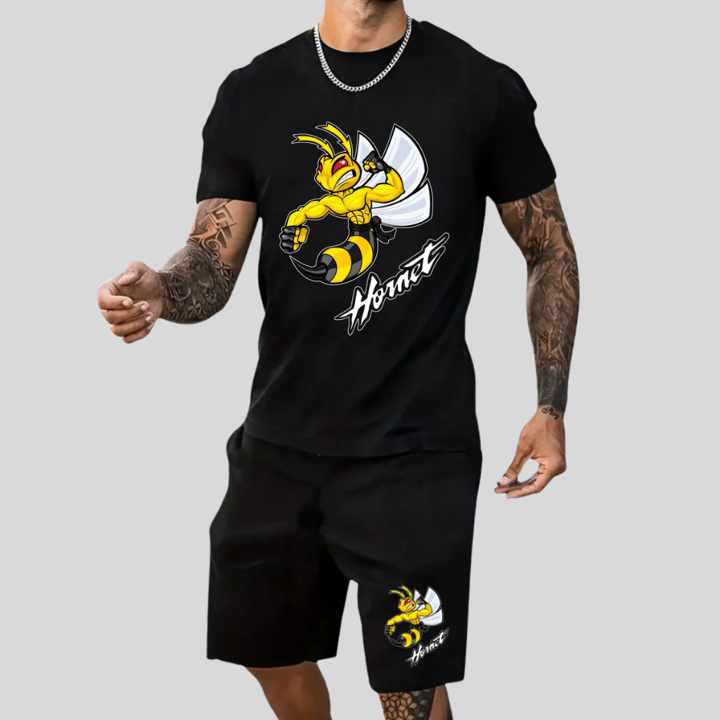 Conjunto Masculino Camiseta Masculina Hornet Moto Gp + Bermuda Tactel Masculina Adulto Ou Infantil