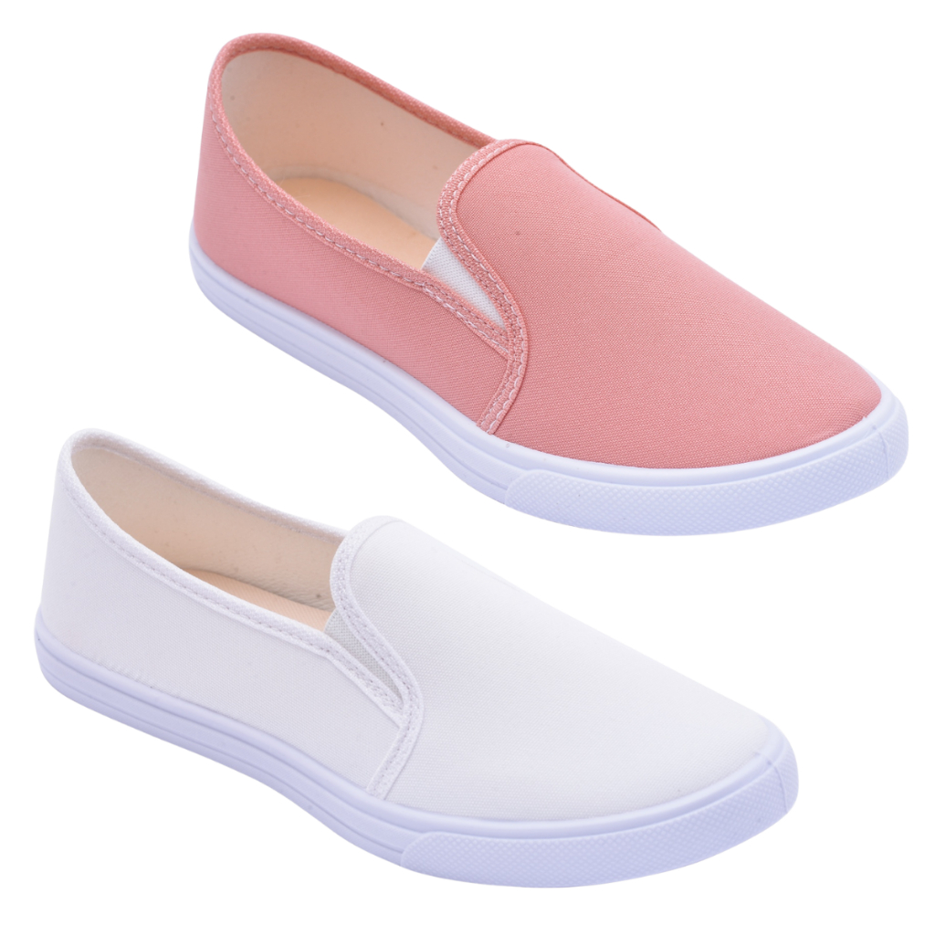 Kit 2 Tênis Iate Slip On Feminino Casual Calce Fácil Leve Confortável Envio Imediato
