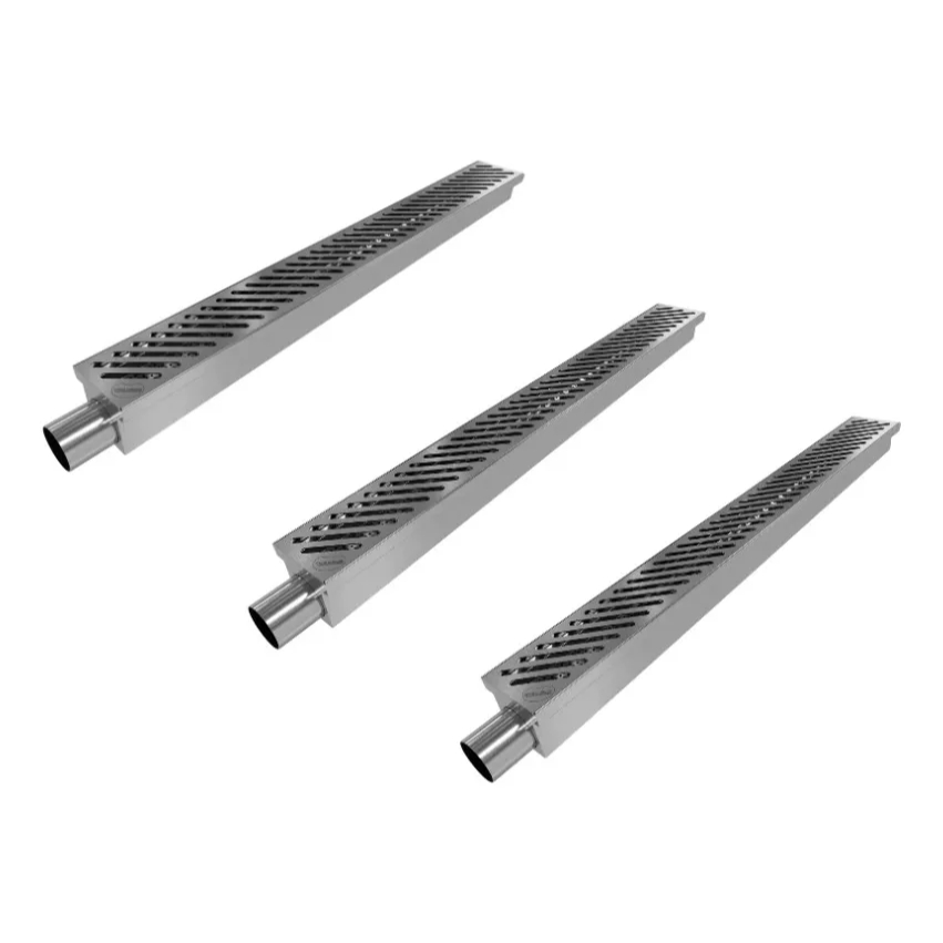 Kit 3 Ralos Linear Industrial Inox Com Coletor De Resíduos 80cm