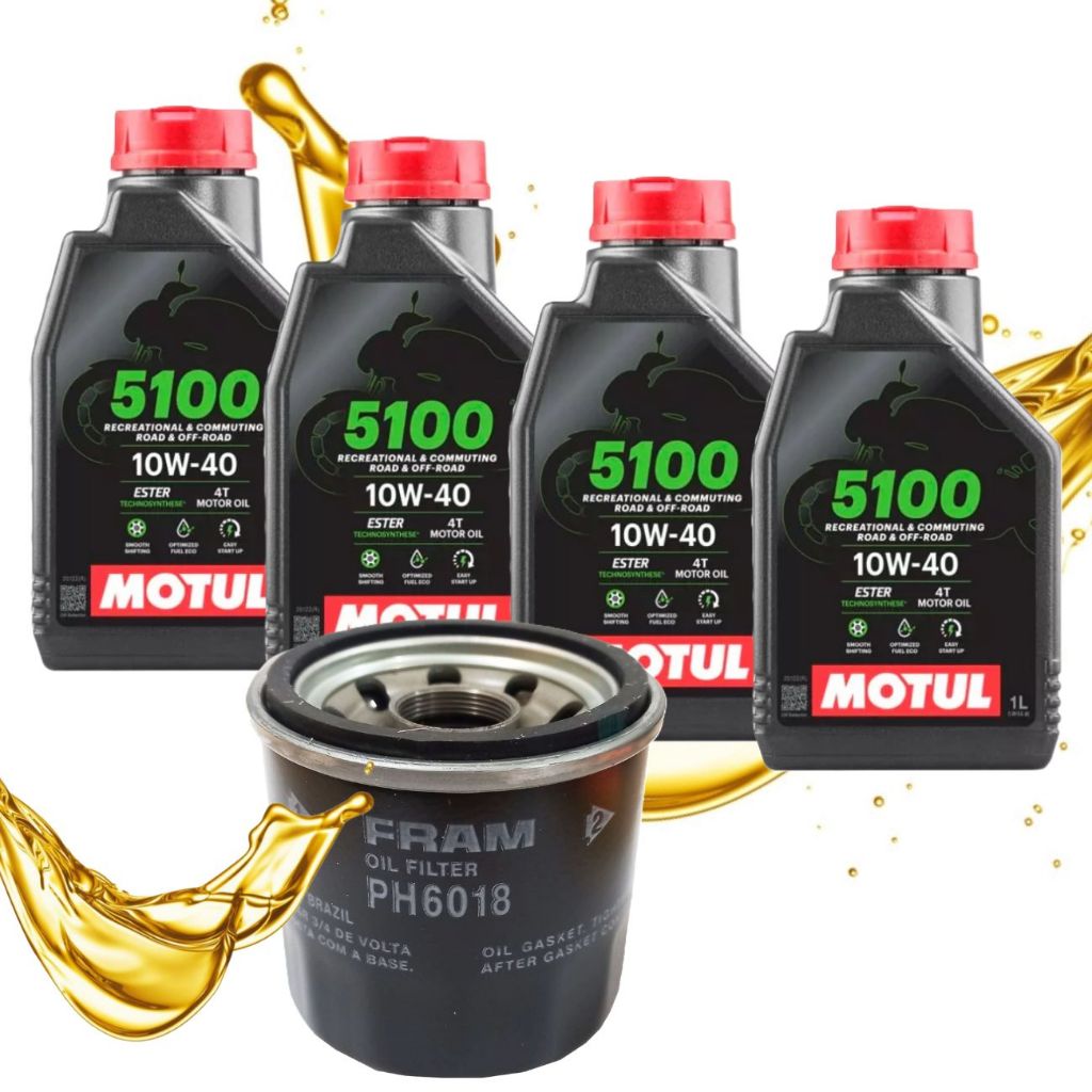 Kit Troca de Óleo P/ Suzuki Bandit 1200 / Bandit 650 Motul 5100 10w40 + Filtro