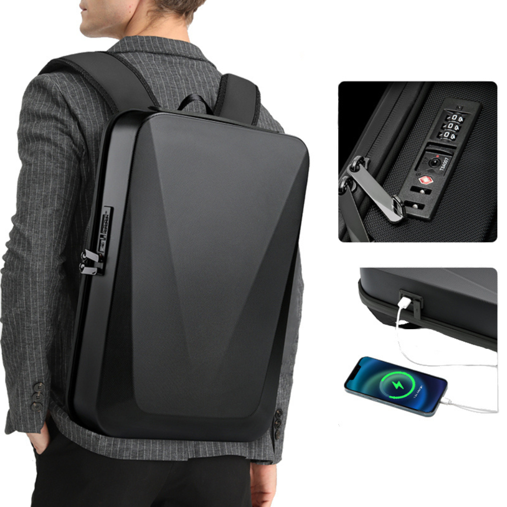 Mochila Antifurto MingLu Rígida Original Escolar e de Viagem para Notebook - Executiva e Resistente