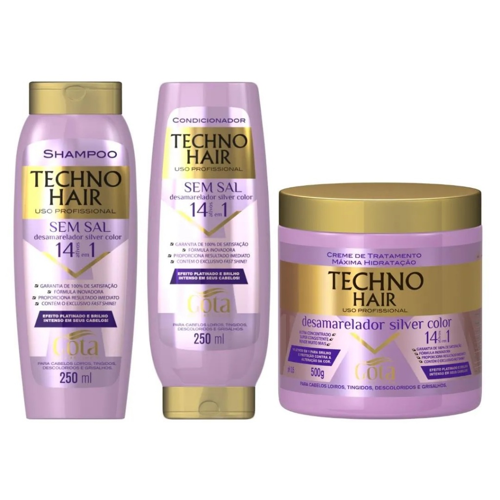 Kit Techno Hair Desamarelador 3 produtos - Gota