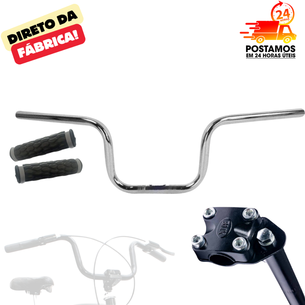 Guidão P Bicicleta Tipo CG Titan Kit C Mesa Alumínio 22,1mm + Parafuso Expander Manopla de Montagem