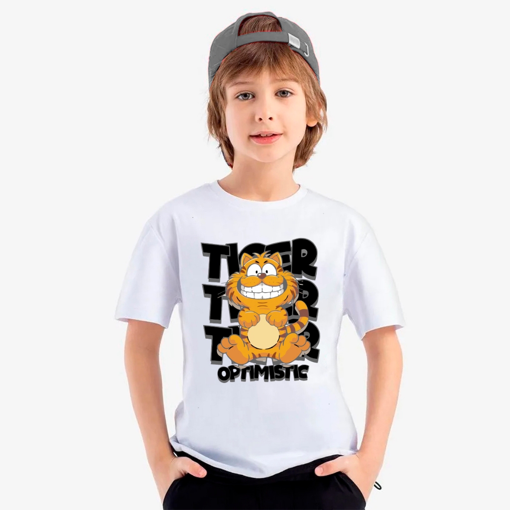 Camiseta Infantil Kids Tigre Desenho Masculina Camisa 100% Algodão Estampada 2 ao 16