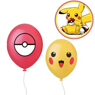 25~100  BALAO POKE VERMELHO E AMARELO  11 POL  HAPPY DAY em Oferta na Shopee