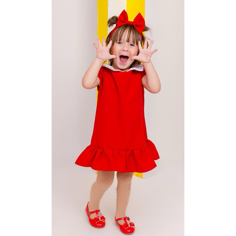 Vestido Infantil criança menina tema monica aniversario vermelho festa em Oferta na Shopee