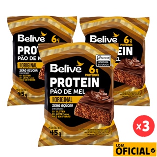 Kit 3 Pães de Mel Protein Sem Açúcar Sem Glúten Belive em Oferta na Shopee
