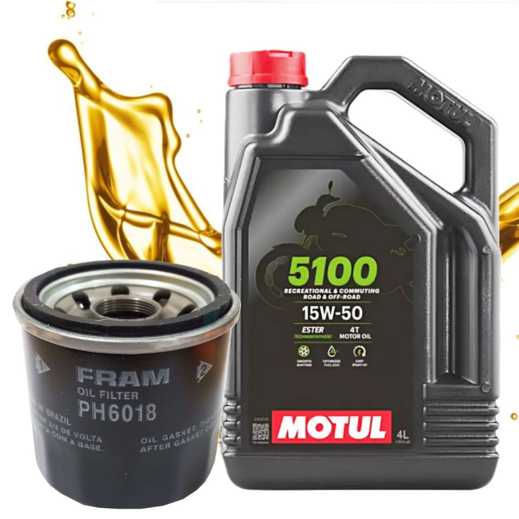 Kit Troca de Óleo para Suzuki Bandit 650 / Hayabusa 1300 Motul 5100 15W50 4 Litros + Filtro Fram em Oferta na Shopee