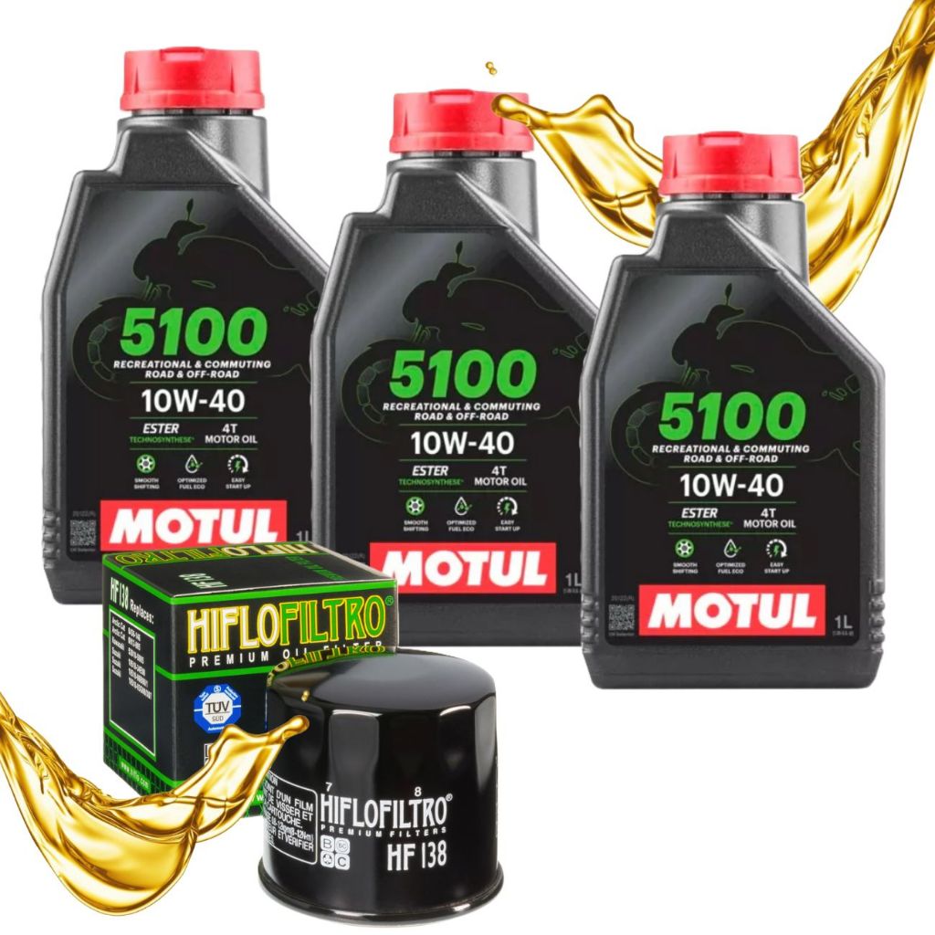 Kit Troca de Óleo para Suzuki Gsx R 750 W / Srad 2010-2016 Motul 5100 10W40 + Filtro Hiflo
