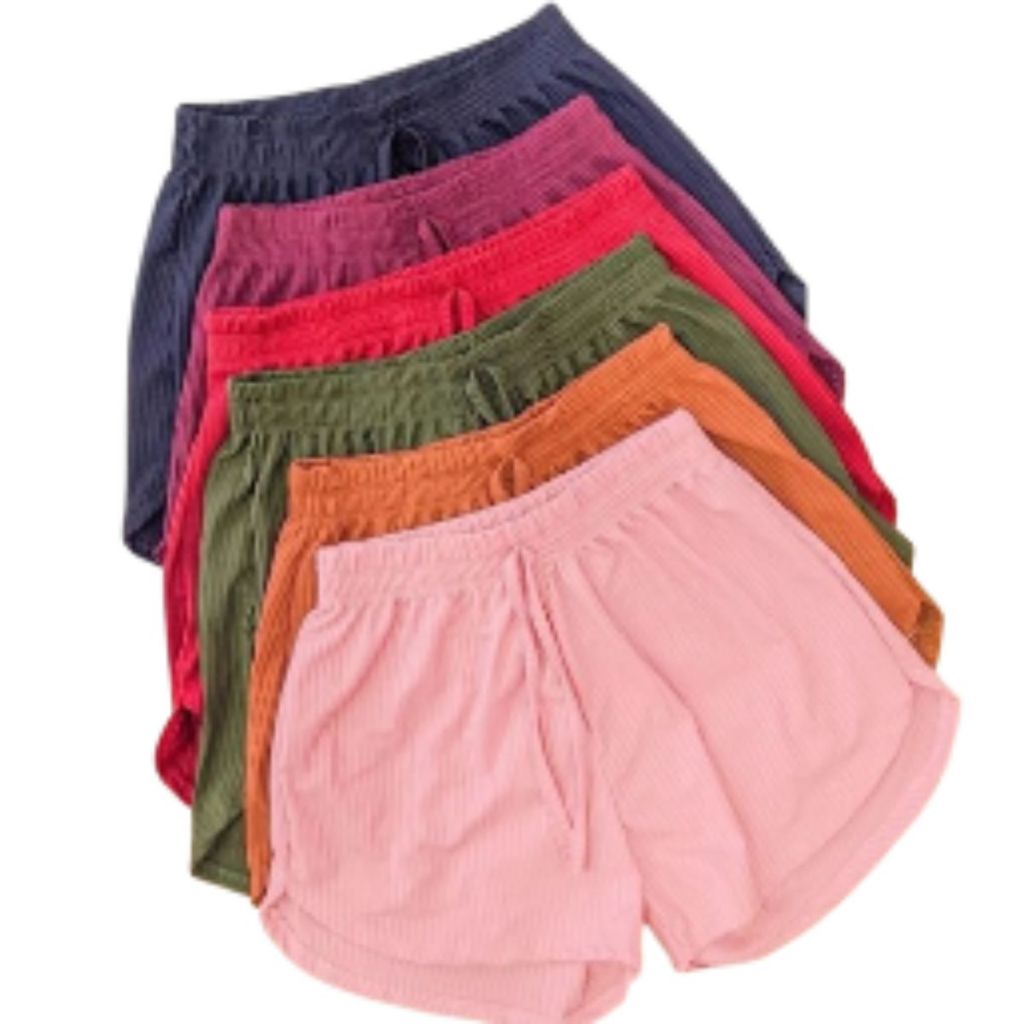 Kit 4 Shorts Feminino Malha Canelada