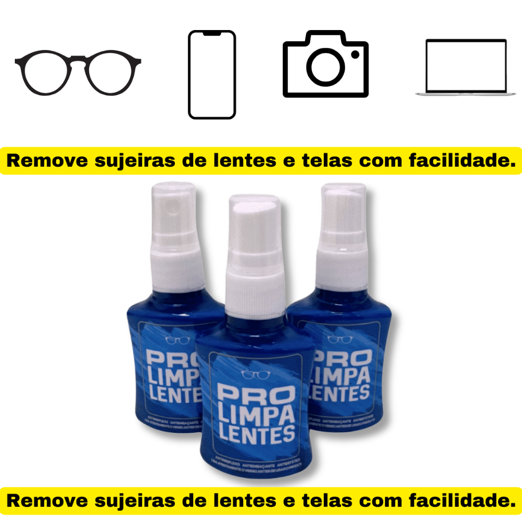 Kit Spray de Limpeza 3 em 1 para Óculos Telas e Superfícies Delicadas