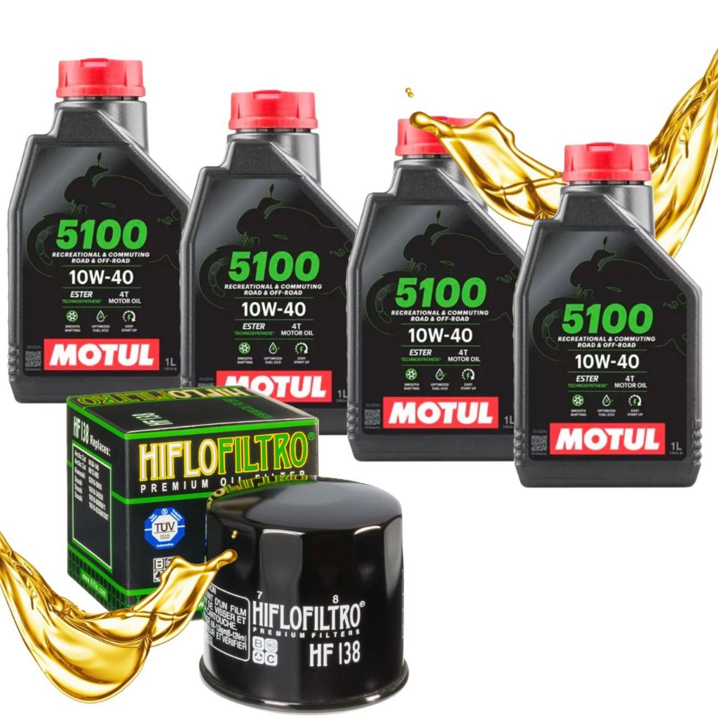 Kit Troca de Óleo para Suzuki Hayabusa 1300r Motul 5100 10w40 4 Litros + Filtro Hiflo Hf138 em Oferta na Shopee