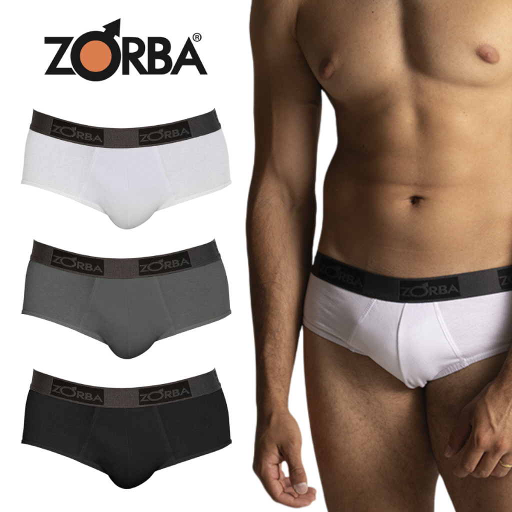 Kit 3 Cuecas Slip Zorba Comfort Algodão Masculina 674 Sortida - Men Clothes