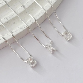 Colar cravejada inicial banhado à prata 925 em Oferta na Shopee