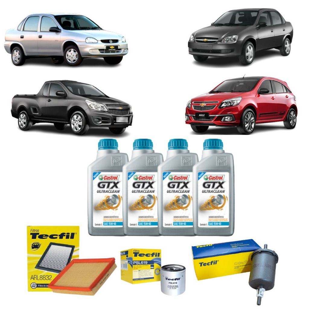 Kit Troca De Óleo Filtros Gm Corsa 1.0 1.6 Classic 1.0 15w40 Semisintético Castrol em Oferta na Shopee