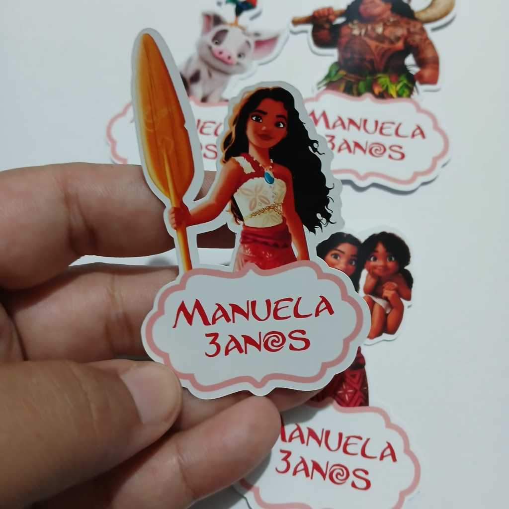 Aplique tubete moana 2 - festa infantil - lembrancinha personalizada em Oferta na Shopee