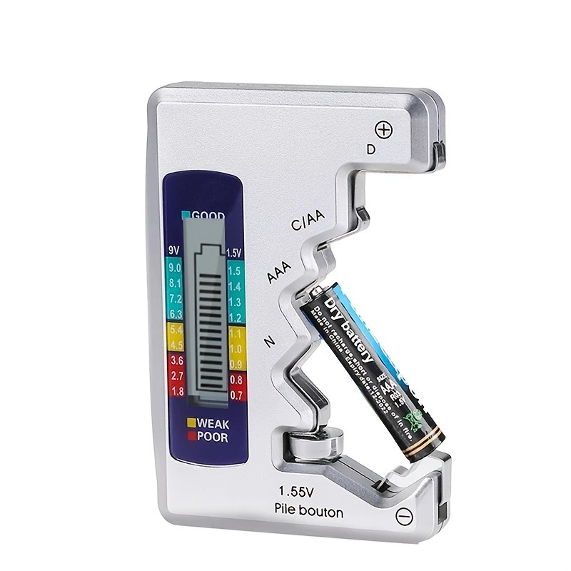 Verificador Universal de Pilhas AA, AAA, 9v, 1.5v Testador de Bateria