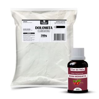Kit Dolomita Clareadora 200g + Óleo de Rosa Mosqueta Rubiginosa (Clareador Natural) Mascara Facial Skin Care em Oferta na Shopee