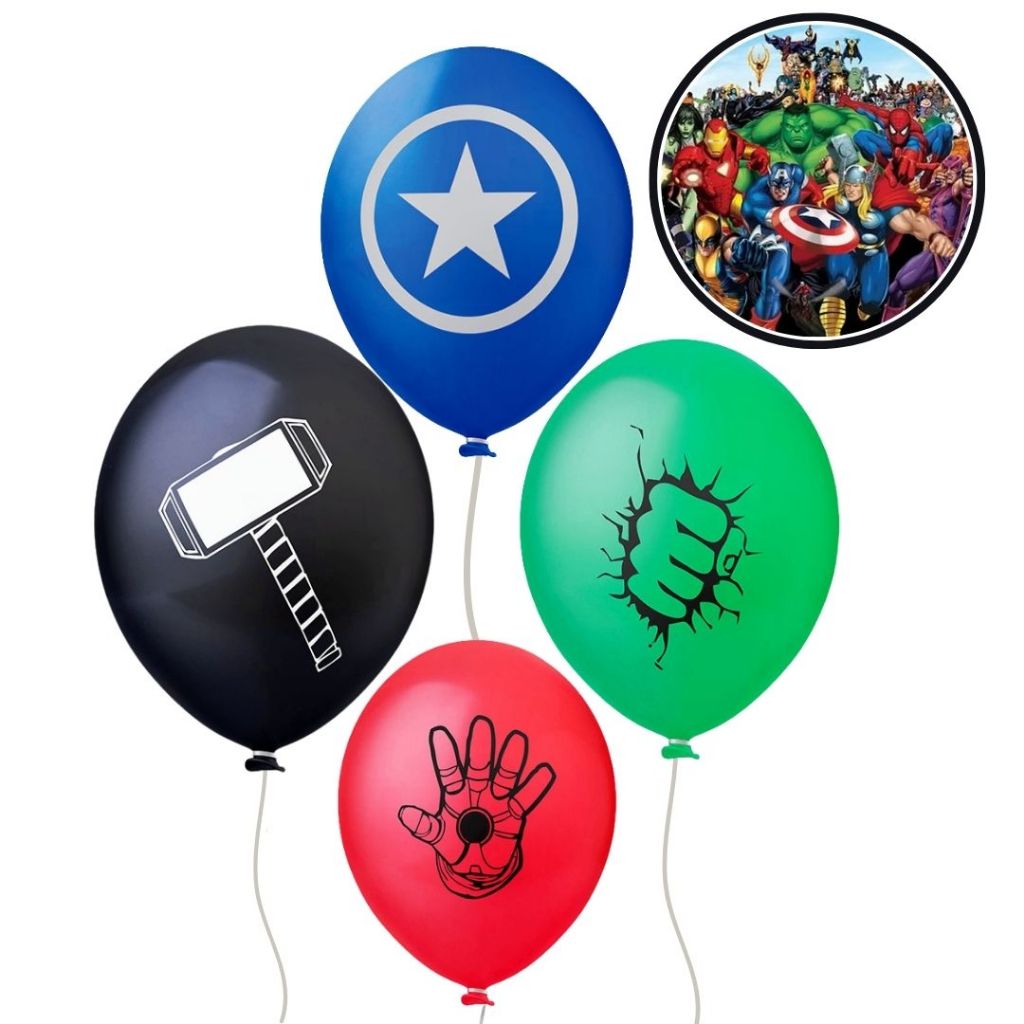 25~100 BALAO VINGADORES HEROIS SORTIDOS 11 POL  HAPPY DAY em Oferta na Shopee