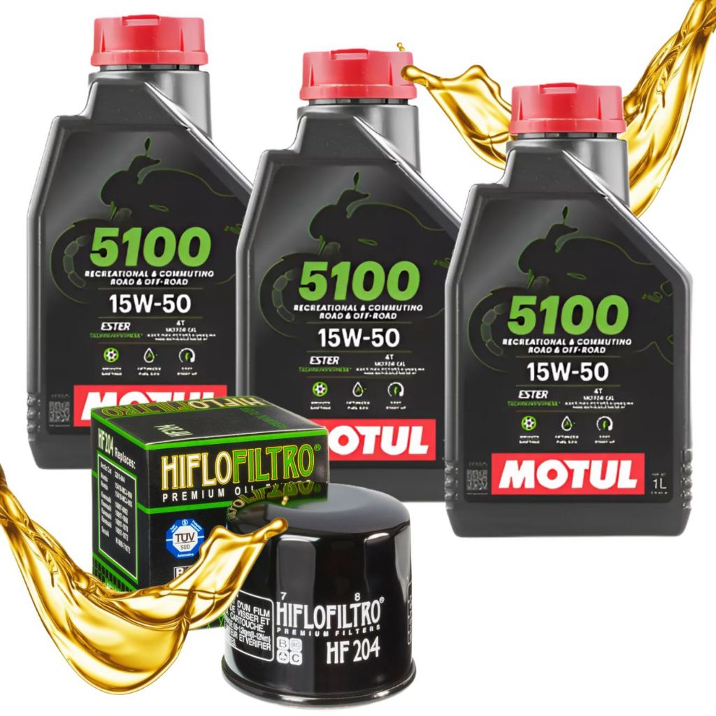Troca de Oleo Motul 5100 15w50 Semissintético + Filtro Hiflo HF204 em Oferta na Shopee